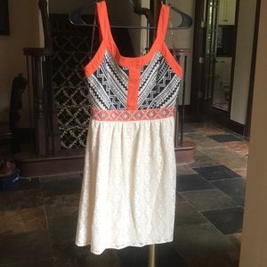 Orange & Black Patterned Lace Boutique Dress